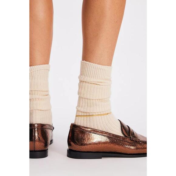 NEW Free People Blanket Stitch loafers Bronze Age Metallic 10 - Picture 6 of 6